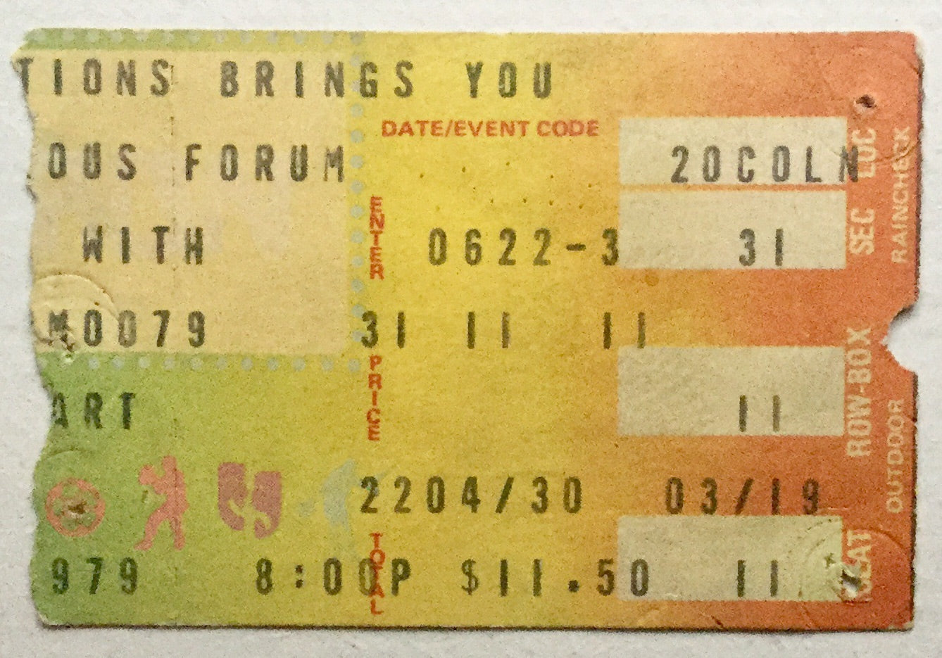 Rod Stewart Original Used Concert Ticket Forum Los Angeles 22nd June 1979