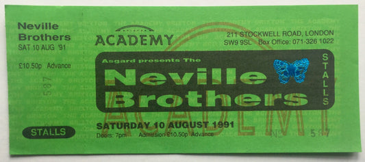 Neville Brothers Original Unused Concert Ticket Brixton Academy London 10th August 1991