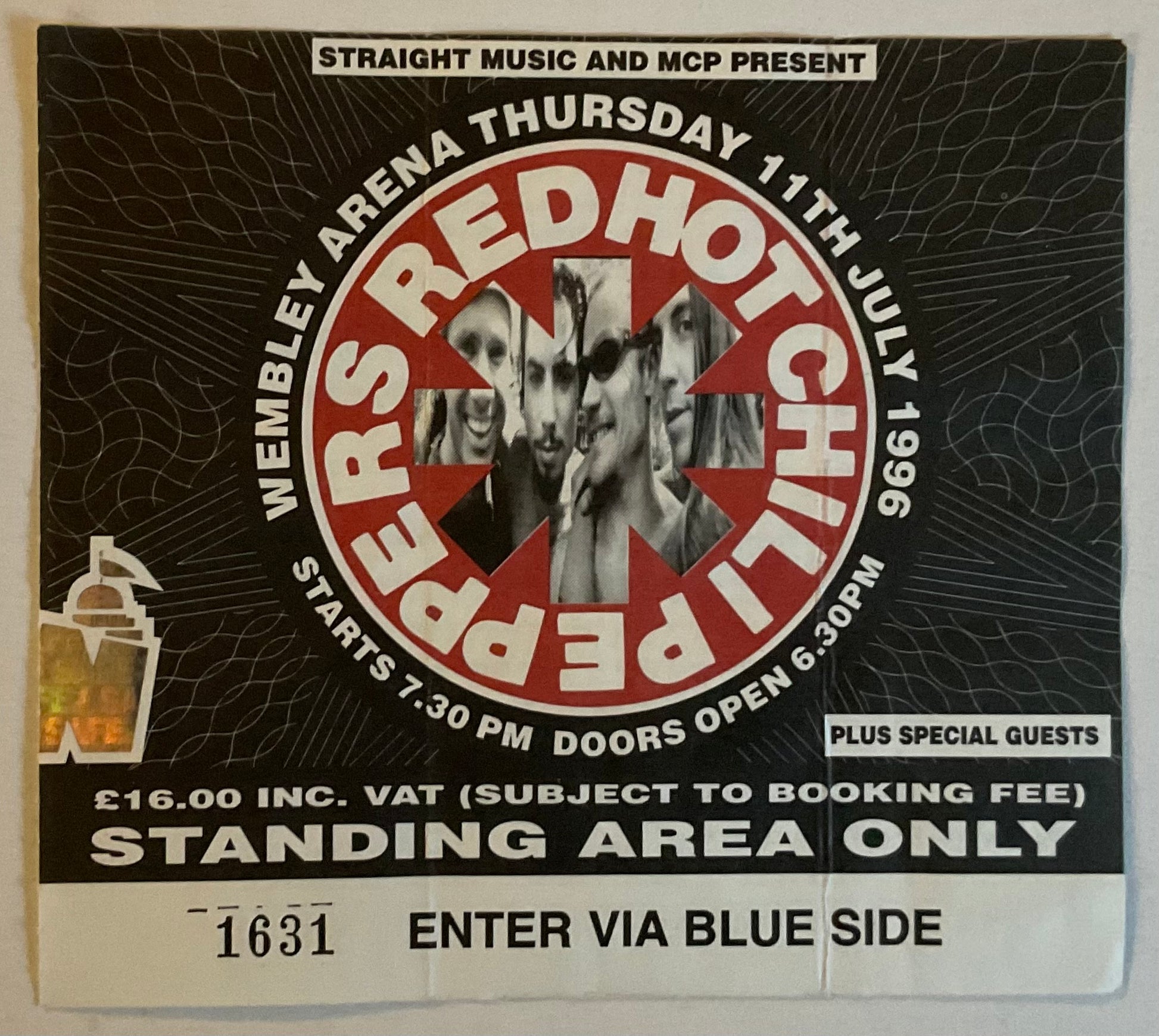 Red Hot Chili Peppers Original Used Concert Ticket Wembley Arena London 11th Jul 1996