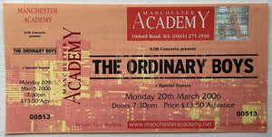 Ordinary Boys Original Unused Concert Ticket Manchester Academy 20th Mar 2006