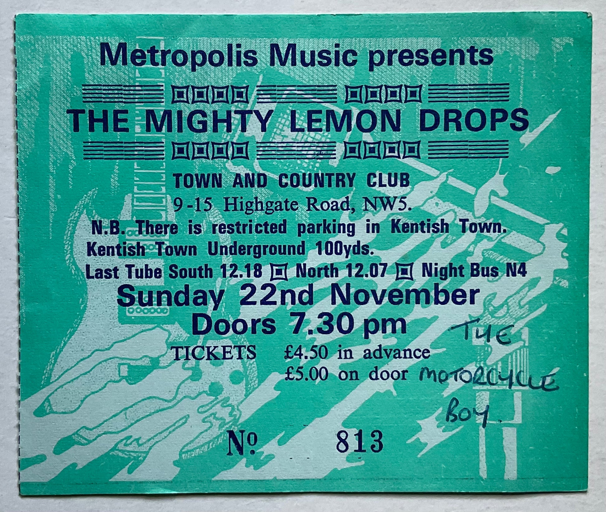 Mighty Lemon Drops Original Used Concert Ticket Town & Country Club London 22nd Nov 1987
