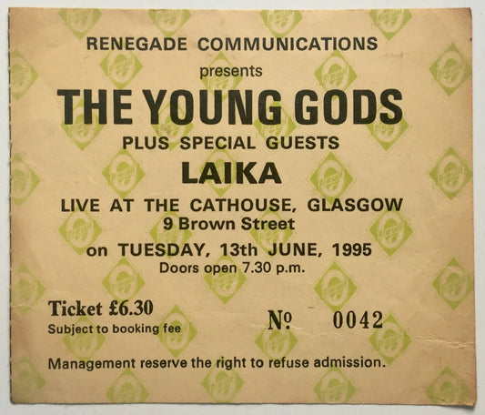 Young Gods Original Used Concert Ticket Cathouse Glasgow 13th June 1995