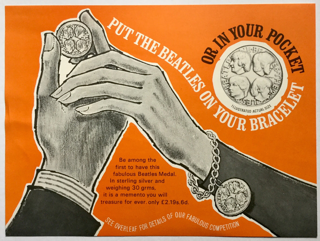 Beatles Silver Medal Promotional Handbill Flyer Modern Medals Ltd 1965