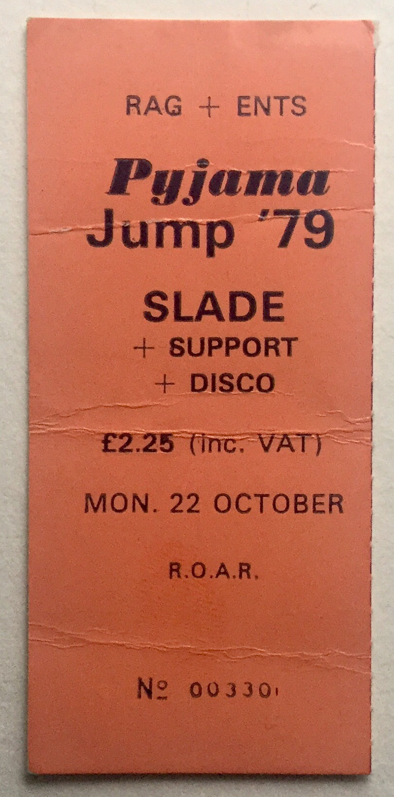Slade Original Used Concert Ticket Top Rank Suite Sheffield 1979