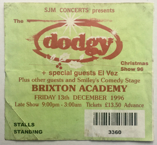 Dodgy Original Used Concert Ticket Brixton Academy London 13th Dec 1996