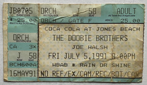 Doobie Brothers Joe Walsh Original Used Concert Ticket Jones Beach Theater Wantagh 5th Jul 1991