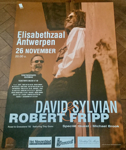 David Sylvian Robert Fripp Original Promo Concert Tour Gig Poster Elisabethzaal Antwerp 1993