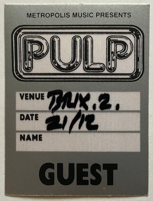 Pulp Original Unused Silver Concert Backstage Pass Ticket Brixton Academy London 21st Dec 1995