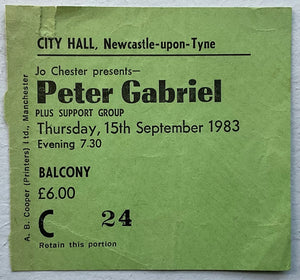 Peter Gabriel Original Used Concert Ticket City Hall Newcastle 15th Sep 1983