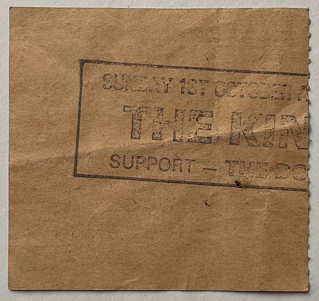 Kinks Original Used Concert Ticket Hammersmith Odeon London 1st Oct 1978
