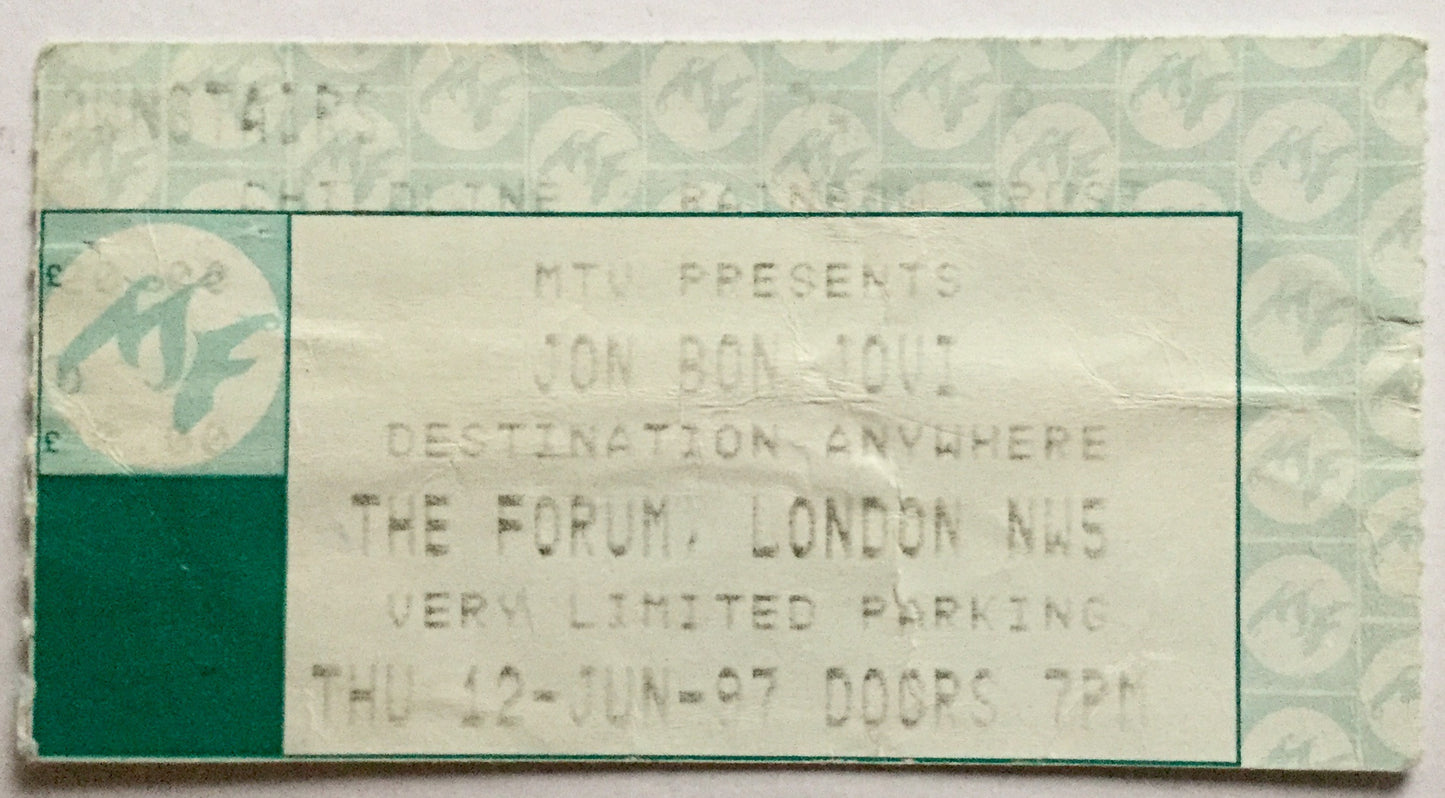 Jon Bon Jovi Original Used Concert Ticket The Forum London 12th Jun 1997