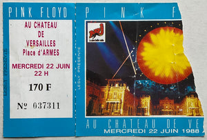 Pink Floyd Original Used Concert Ticket Chateau De Versailles 22nd Jun 1988