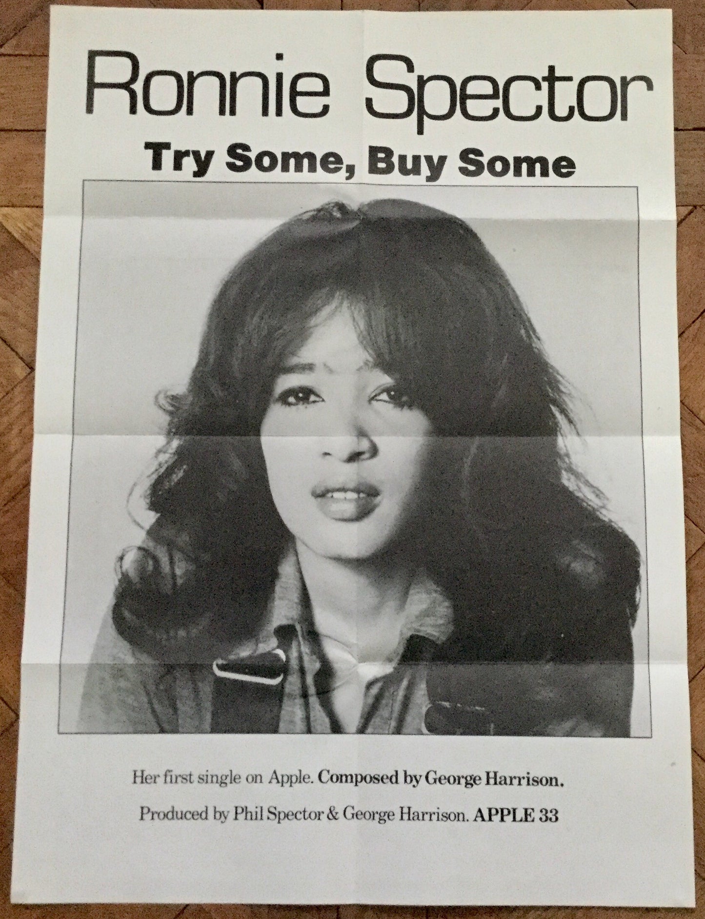 Beatles Ronnie Spector Try Some Buy Some Promo Apple Records Poster UK 1971