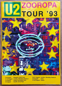U2 Original Concert Programme Zooropa UK Tour Aug 1993
