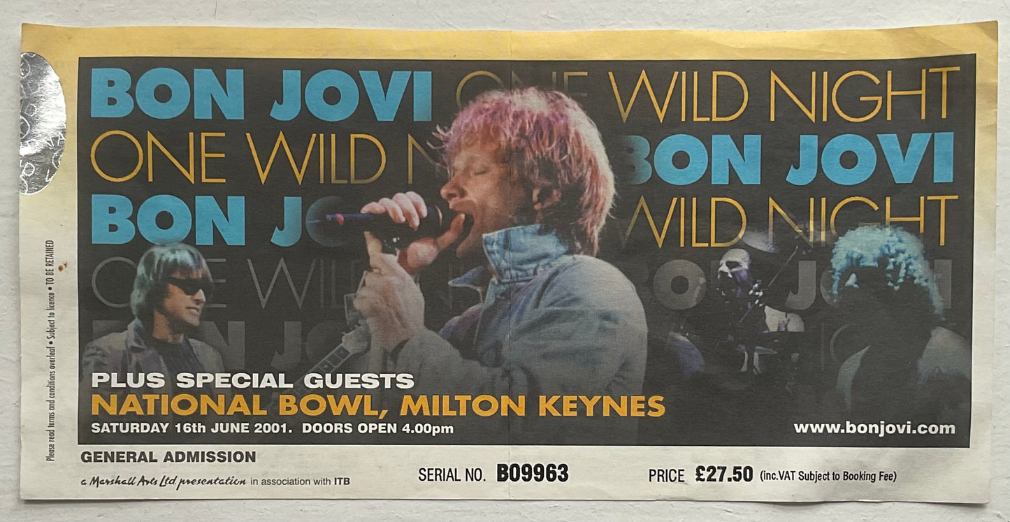 Bon Jovi Original Used Concert Ticket National Bowl Milton Keynes 16th Jun 2001