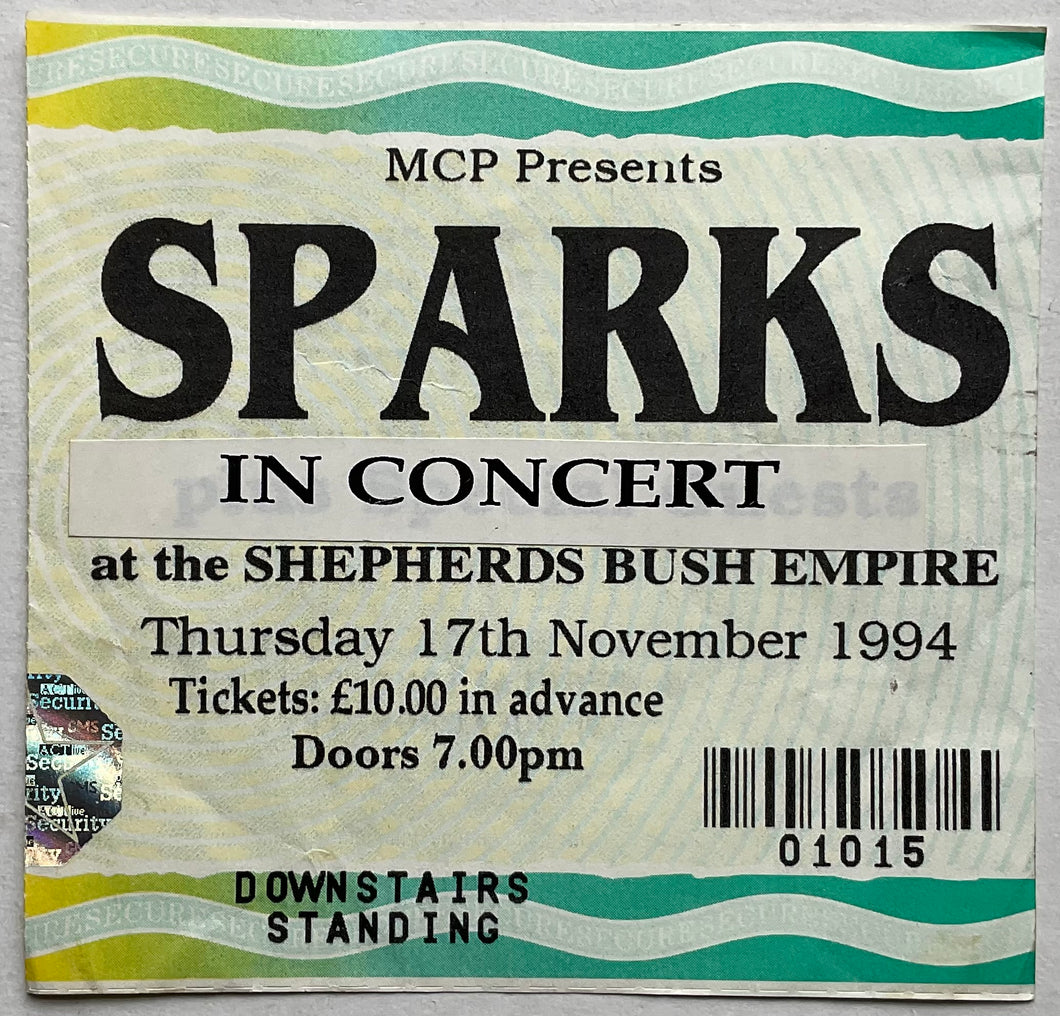 Sparks Original Used Concert Ticket Shepherds Bush Empire London 17th Nov 1994