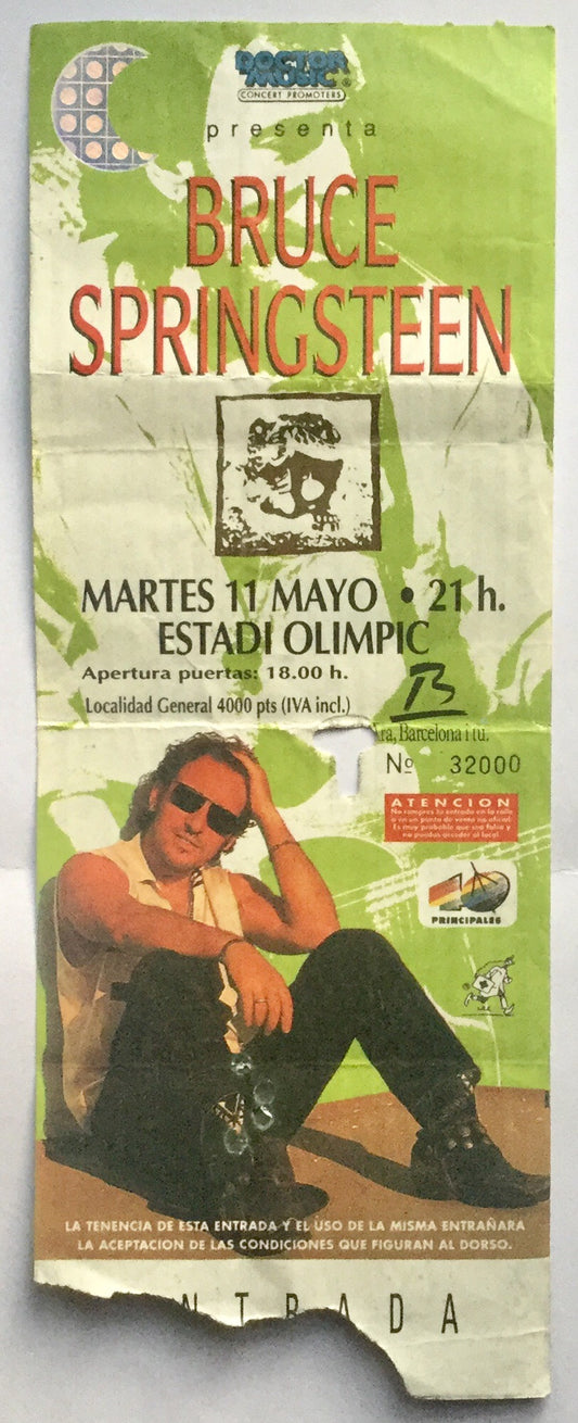 Bruce Springsteen Original Used Concert Ticket Estadi Olimpic Barcelona 11th May 1993