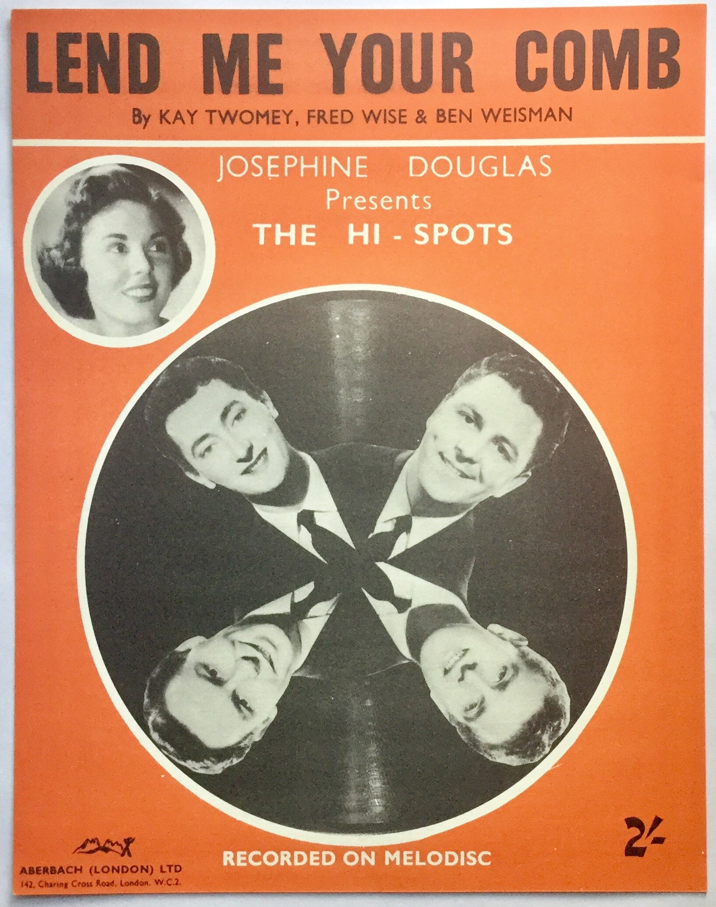 Josephine Douglas The Hi Spots Lend Me Your Comb Original Mint NOS Sheet Music 1957