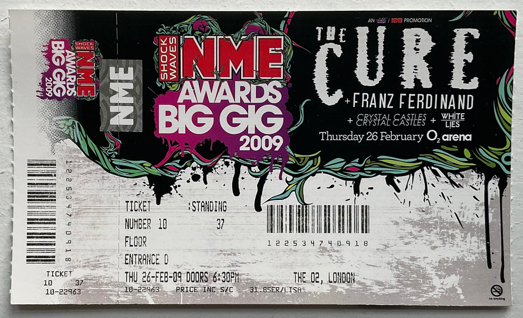 Cure Original Unused Concert Ticket O2 Arena London 26th Feb 2009