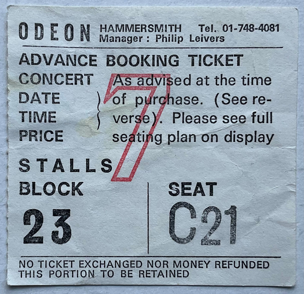 Drifters Original Used Concert Ticket Hammersmith Odeon London 12th Oct 1975