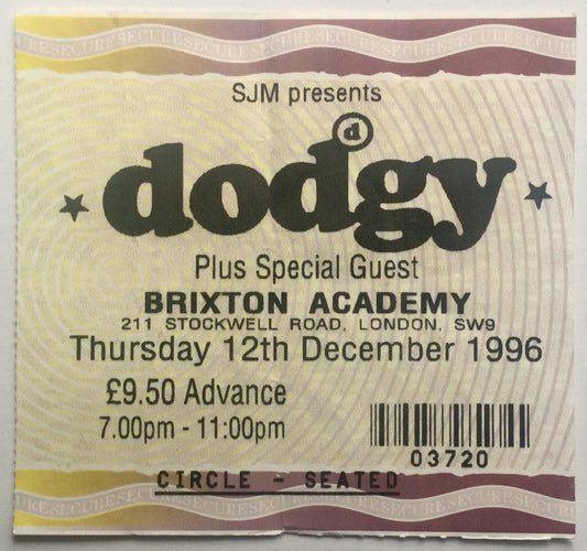 Dodgy Original Used Concert Ticket Brixton Academy London 12th Dec 1996