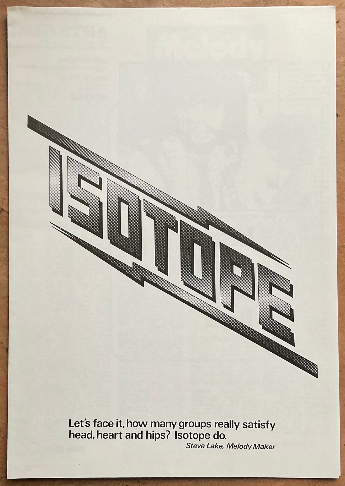 Isotope Original Official Publicity Press Release Gull Records 1974
