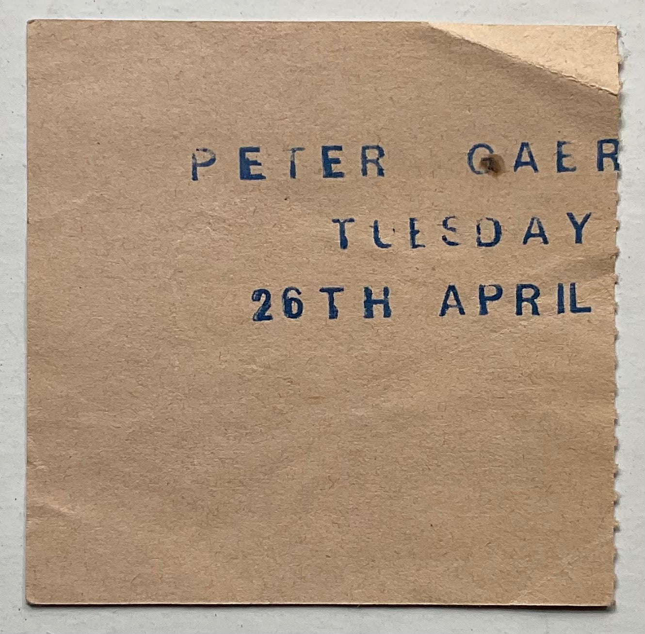 Genesis Peter Gabriel Original Used Concert Ticket Hammersmith Odeon London 26th Apr 1977