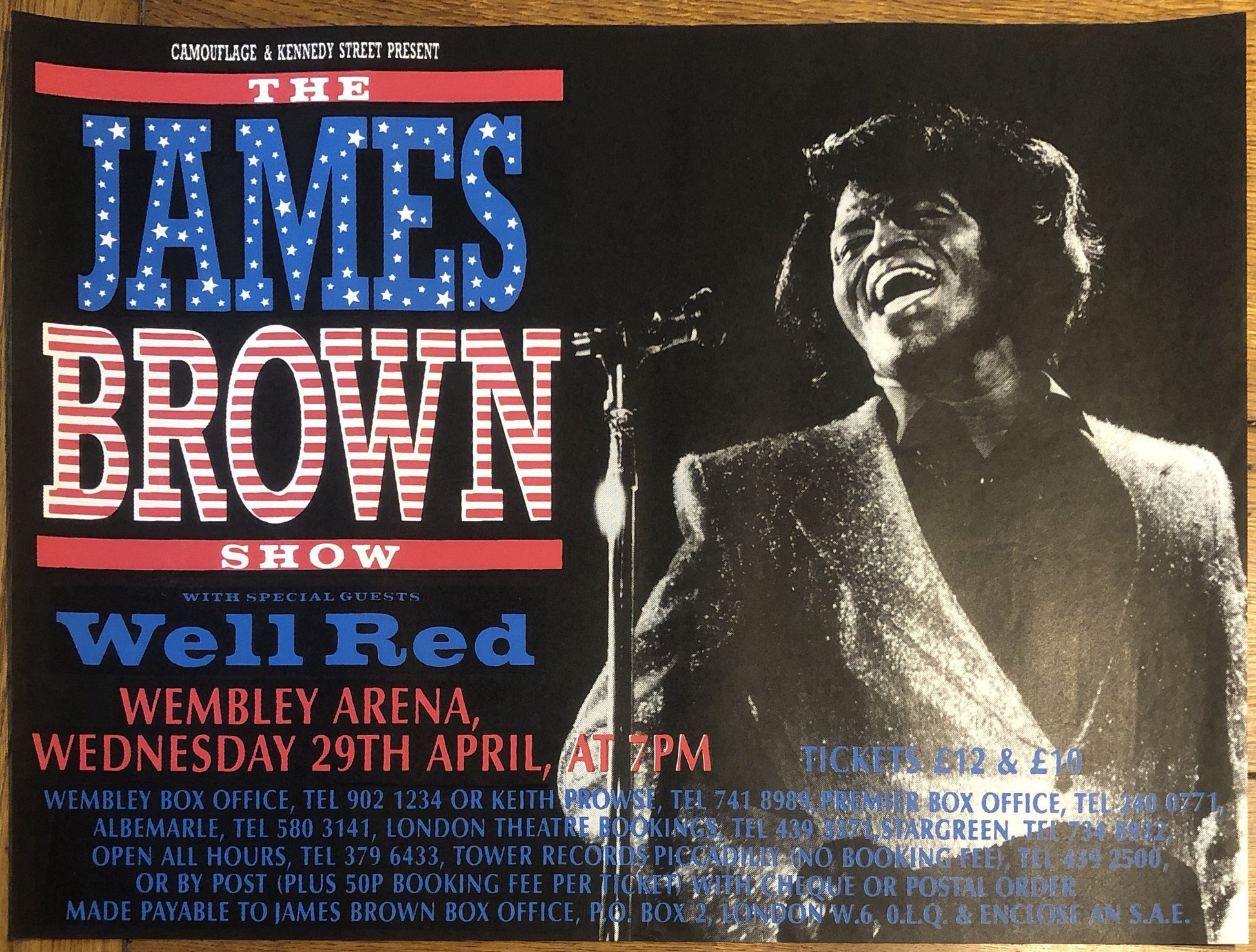 James Brown Original Concert Tour Gig Poster Wembley Arena London 29th Apr 1987
