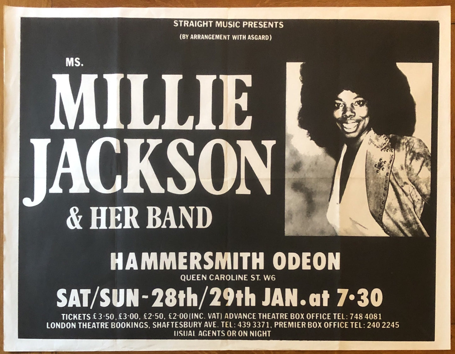 Millie Jackson Original Concert Gig Poster Hammersmith Odeon London 28th & 29th Jan 1978