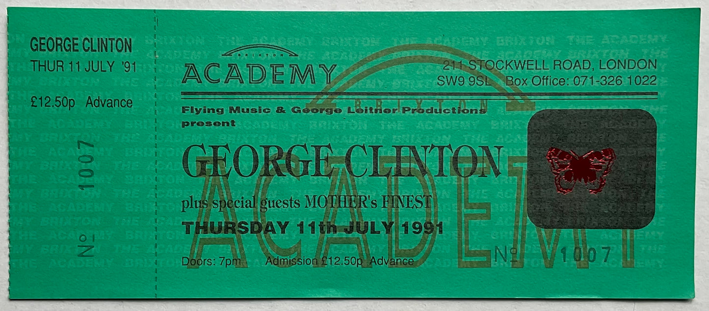 George Clinton Original Unused Concert Ticket Brixton Academy London 11th Jul 1991