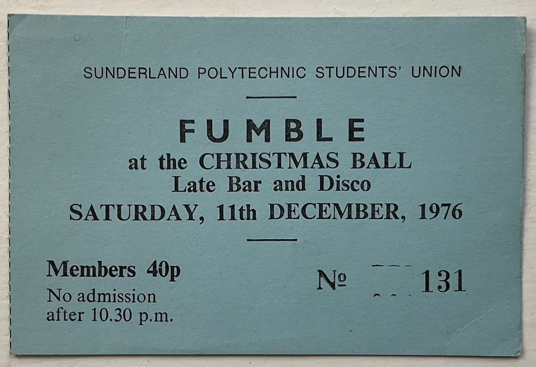 Fumble Original Used Concert Ticket Sunderland Polytechnic 11th Dec 1976