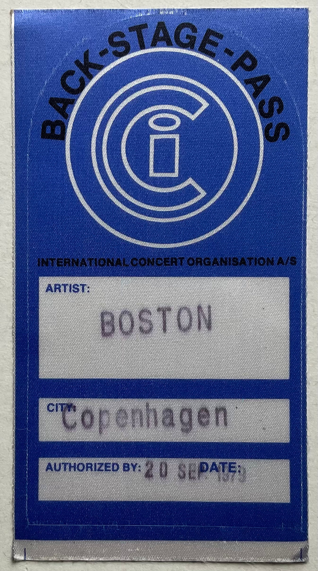 Boston Original Unused Concert Backstage Pass Ticket Falconer Salen Copenhagen 20th Sept 1979