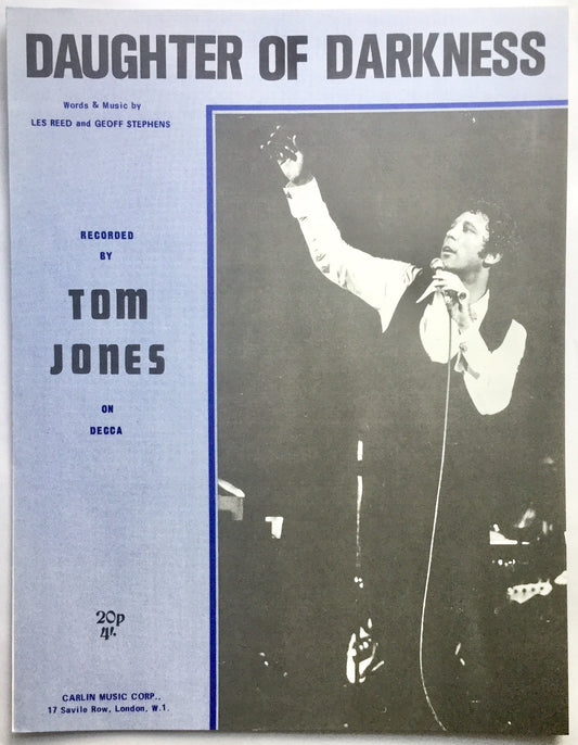 Tom Jones Daughter of Darkness Original Mint NOS Sheet Music 1970