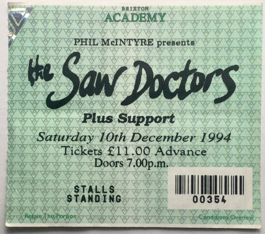 Saw Doctors Original Used Concert Ticket Brixton Academy London 10th December 1994