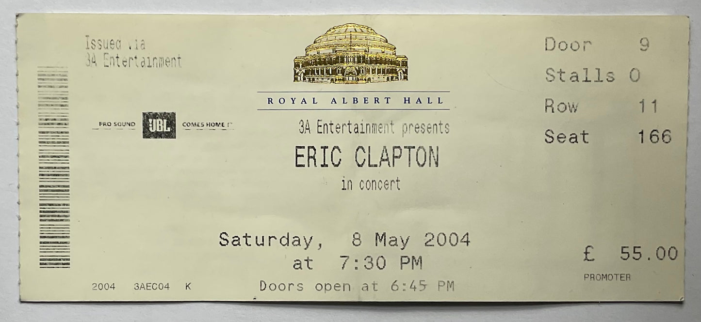 Eric Clapton Original Used Concert Ticket Royal Albert Hall London 8th May 2004