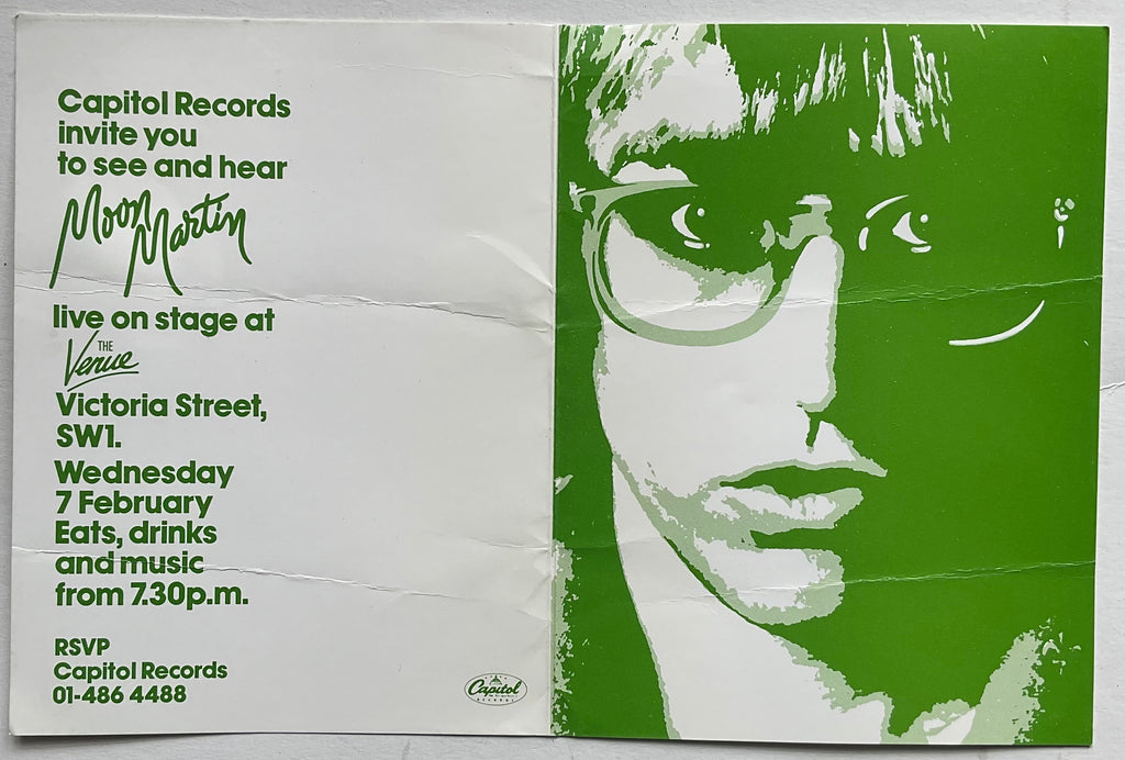 Moon Martin Original Concert Invitation Ticket The Venue 7th Feb 1979