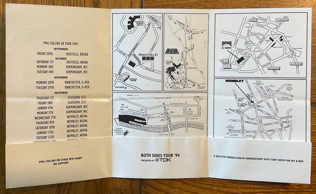 Phil Collins Original Concert Ticket with Tour Handbill Flyer Sheffield Arena 23rd Nov 1994