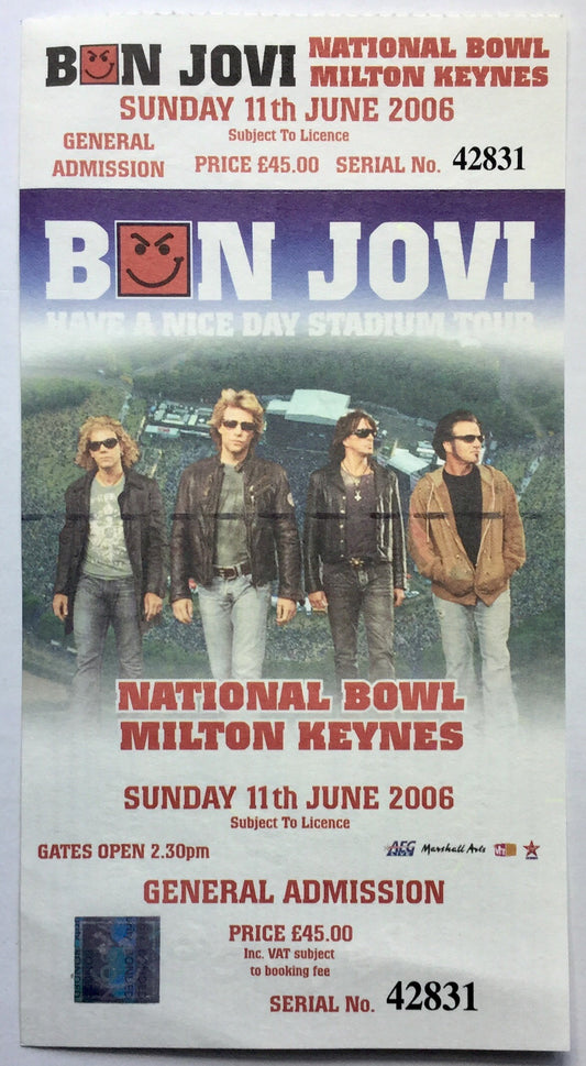 Bon Jovi Original Unused Concert Ticket National Bowl Milton Keynes 11th June 2006