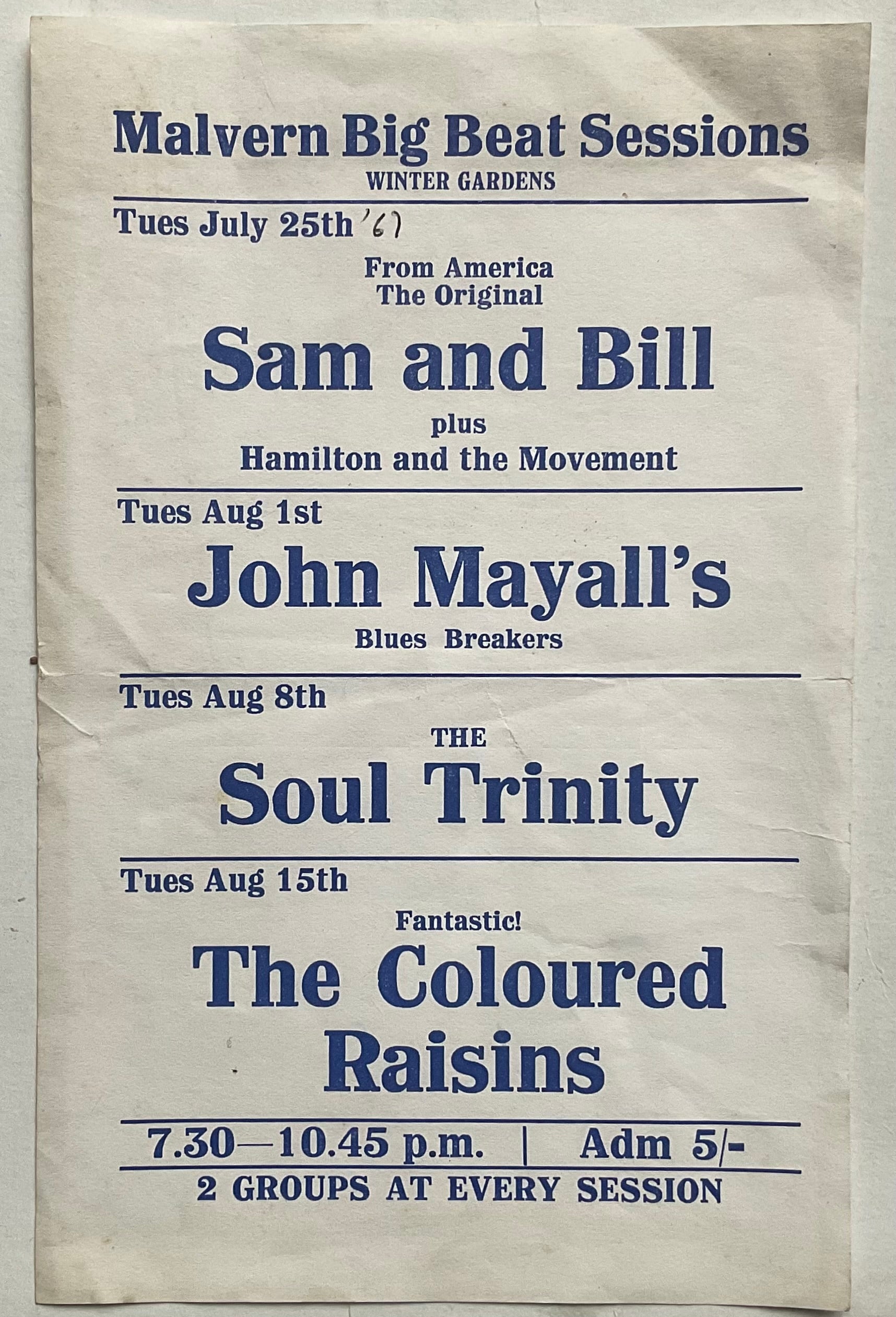 John Mayall Mick Taylor Original Concert Handbill Flyer Winter Gardens Malvern 1967