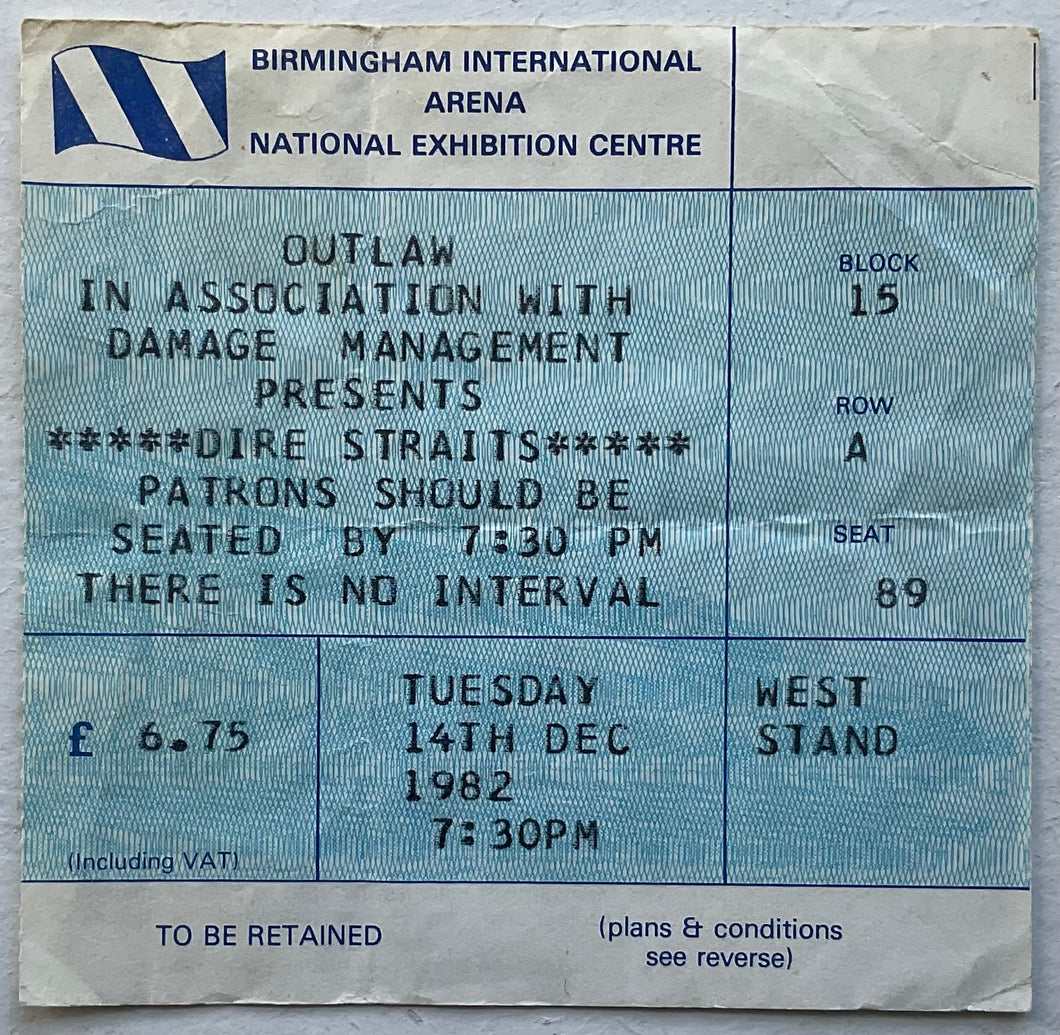 Dire Straits Original Used Concert Ticket NEC Birmingham 14th Dec 1982