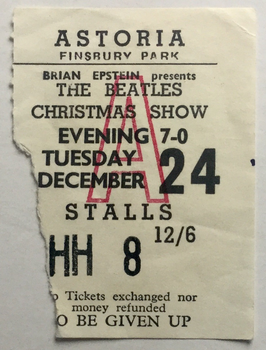 Beatles Original Used Concert Ticket Astoria London 24th Dec 1963