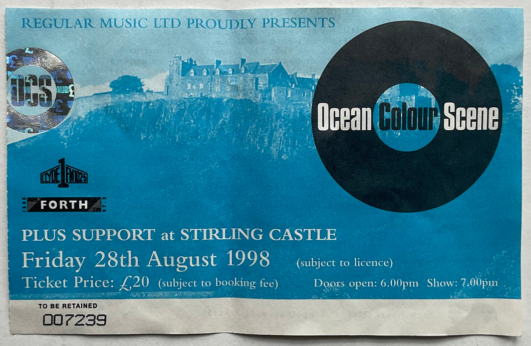 Ocean Colour Scene Original Concert Ticket Stirling Castle 28th August 1998