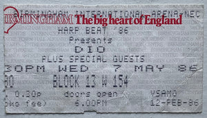 Dio Original Used Concert NEC Arena Birmingham 7th May 1986