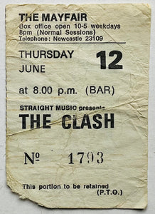 Clash Original Used Concert Ticket Mayfair Newcastle 12th Jun 1980