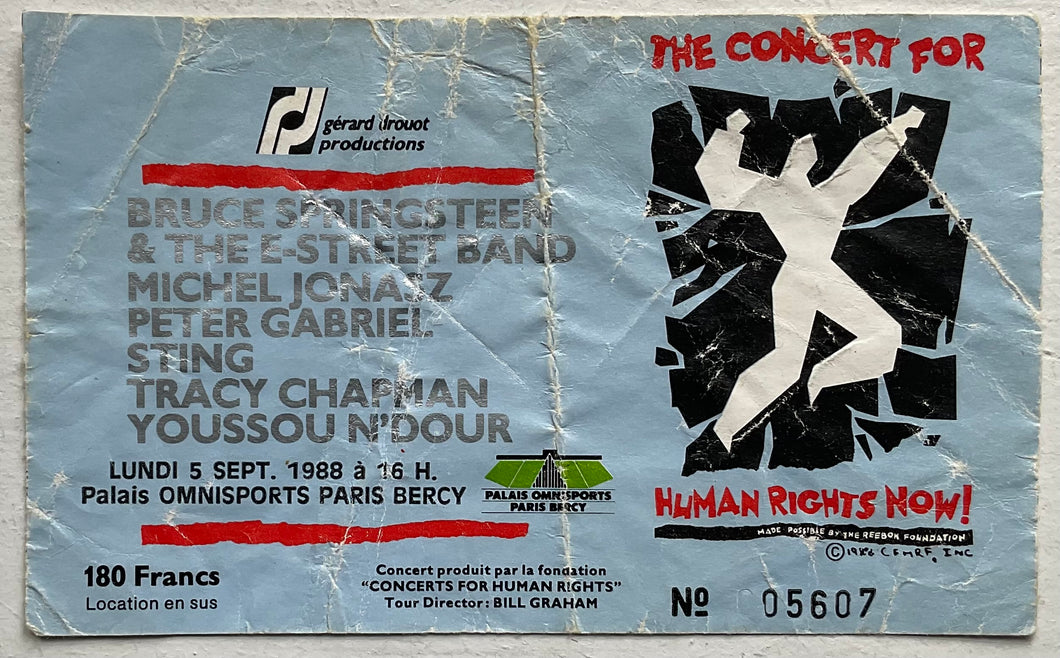 Bruce Springsteen Peter Gabriel Used Concert Ticket Palais Omnisports Paris 5th Sep 1988