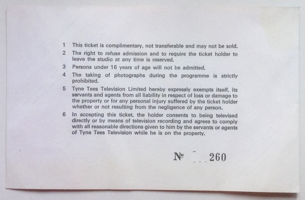 Led Zeppelin Robert Plant Original Concert Ticket Tyne Tees TV Newcastle 22nd June 1983