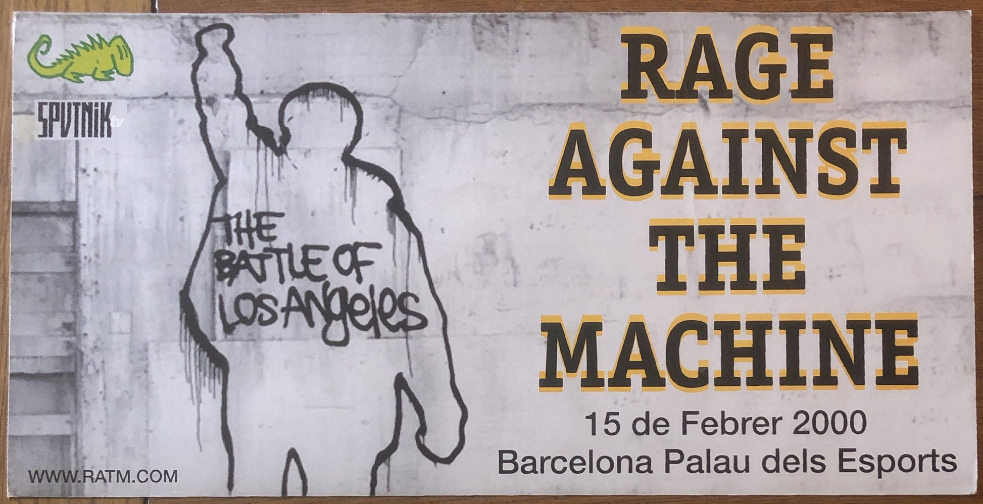 Rage Against the Machine Original Concert Tour Gig Poster Palau Del Esports Barcelona 15th Feb 2000