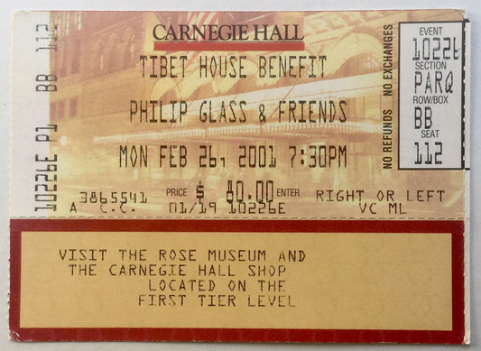 David Bowie Original Used Concert Ticket Carnegie Hall New York 26th Feb 2001