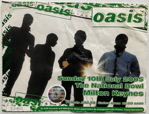 Oasis Original Used Concert Ticket National Bowl Milton Keynes 10 July 2005