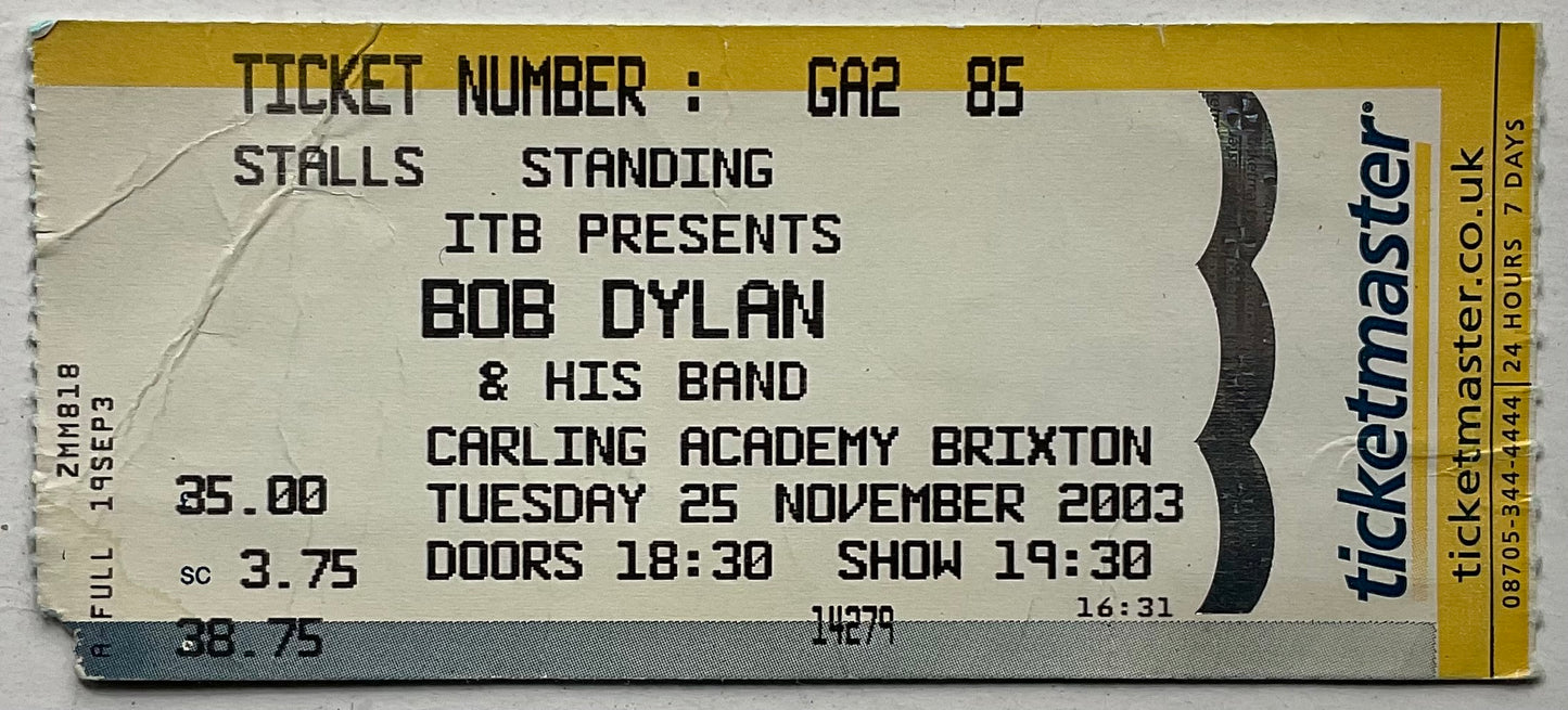 Bob Dylan Original Used Concert Ticket Brixton Academy London 25th Nov 2003